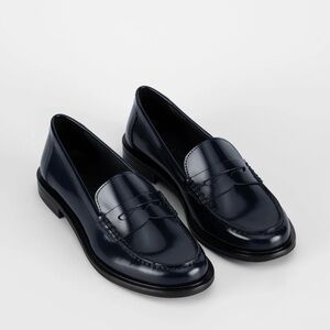 Classic Navy Loafers Made in Italy and Purchased in Milan- Good Condition